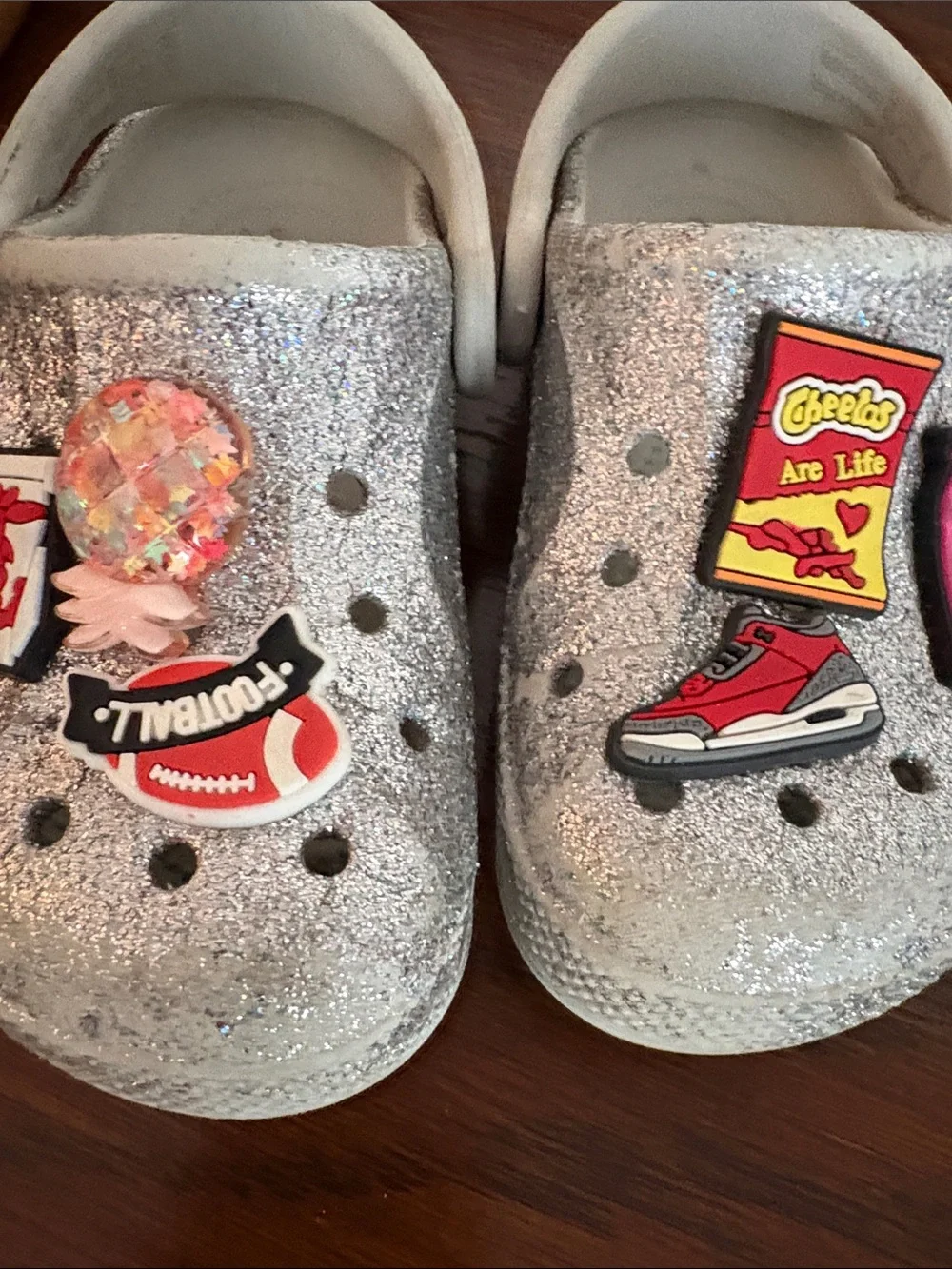 CROCS Classic Clog with Glitter and Jibbitz Charms Size 8
